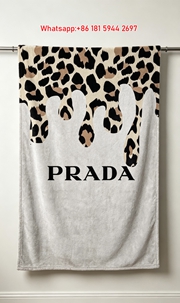 Prada Leopard Print Beige Black Pattern Flannel Throw Blanket IMG_2797
